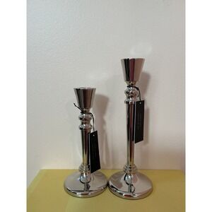 Rachel Zoe Set of 2 Silver Metal Taper Candle Holders LA One
  8" & One 10"